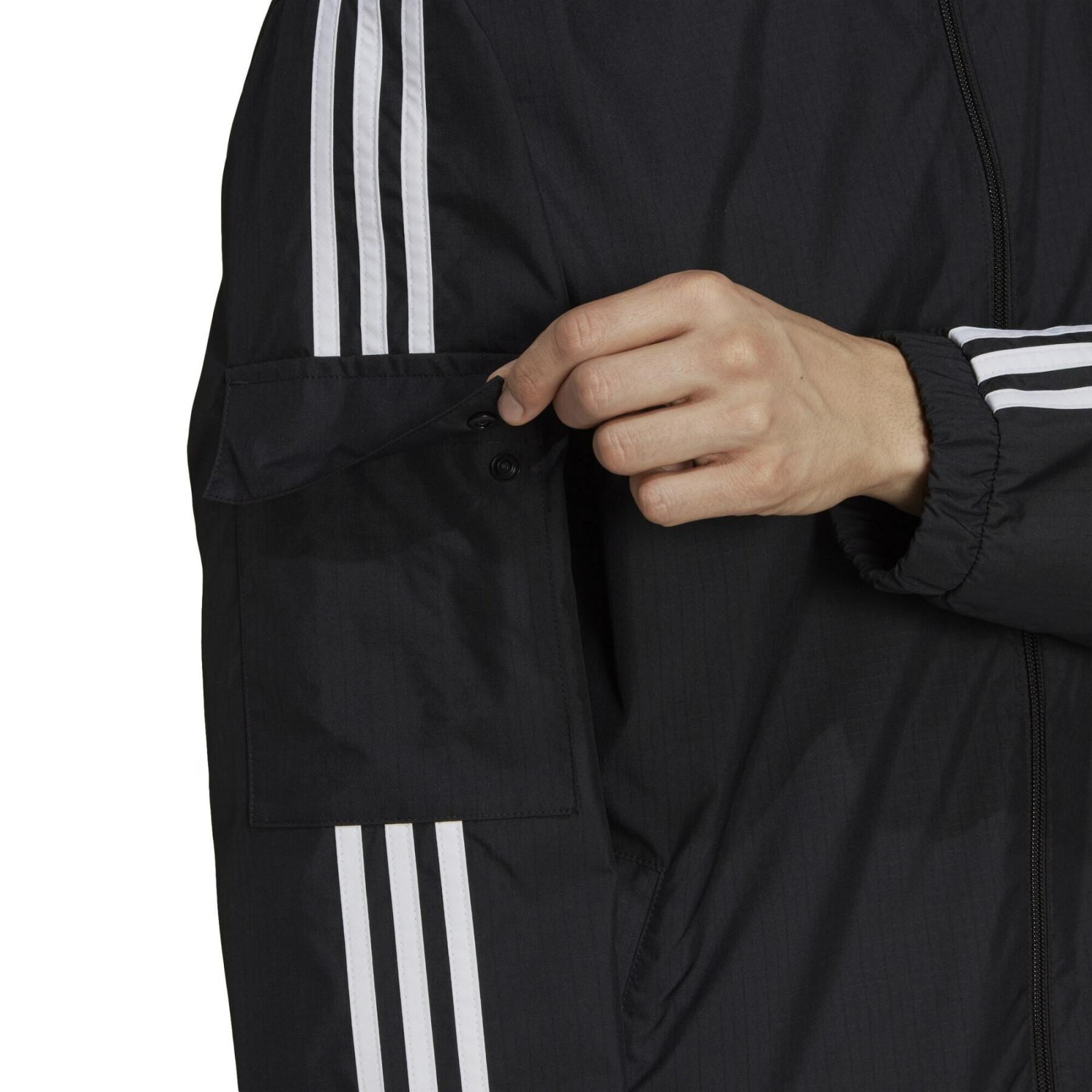 Waterproof jacket with full zip and 3 stripes adidas Originals Adicolor Classics