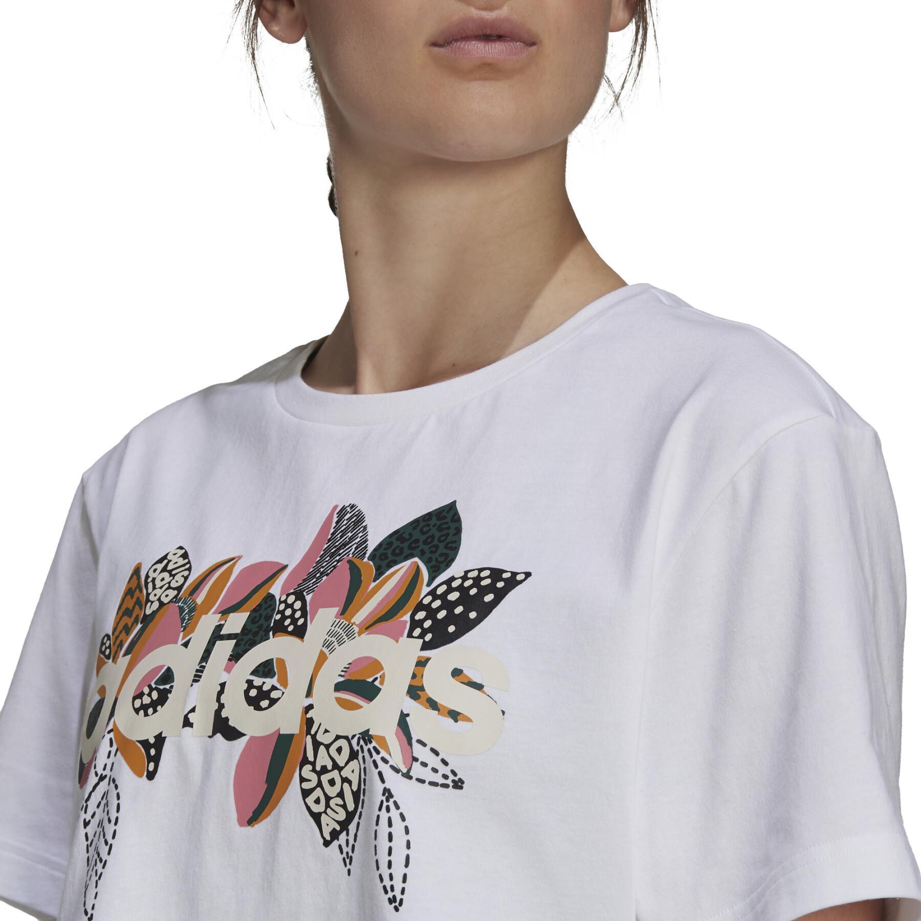 Women's T-shirt adidas X Farrio Print Boyfriend Cropped Coton Logo