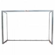Set of 2 mobile galvanized metal futsal/handball goals with base Softee Equipment